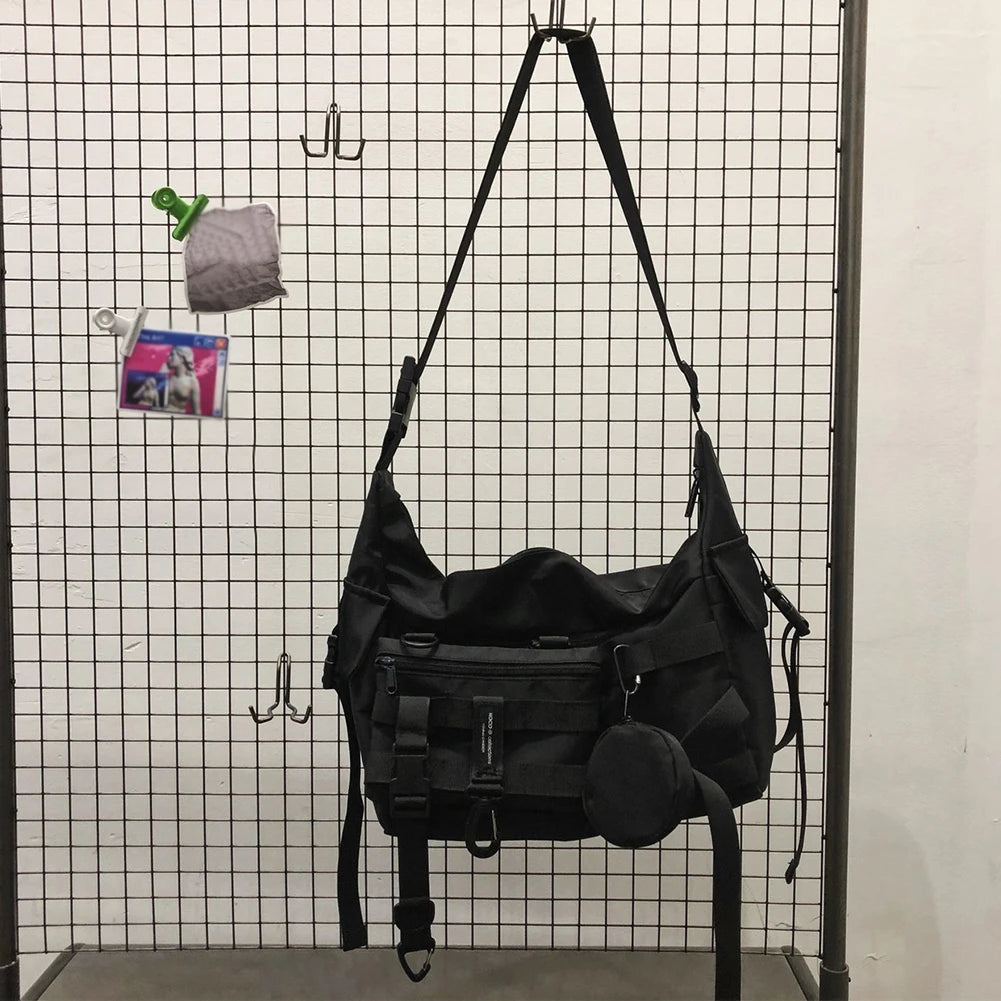 Shoulder Gothic Black Crossbody Messenger Tote Bags For Men Women's Shopper Nylon Hip Hop Techwear Satchel Waist Goth Postman