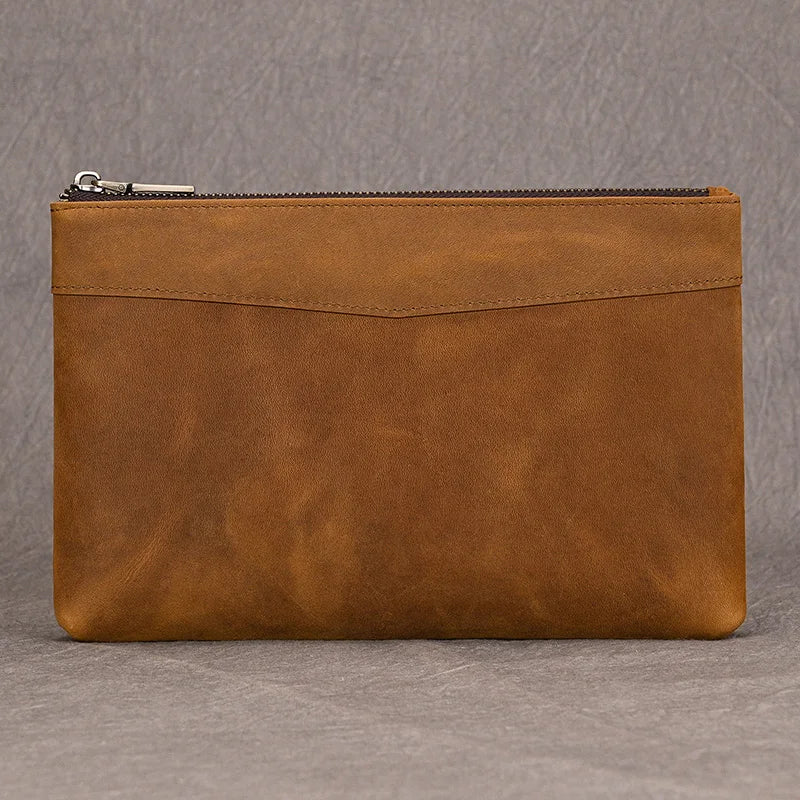 Luufan Genuine Leather Men's Clutch Wallet Male Zipper Business Daily Hand Bag Large Capacity Purse For Man Phone Pouth Belt Bag